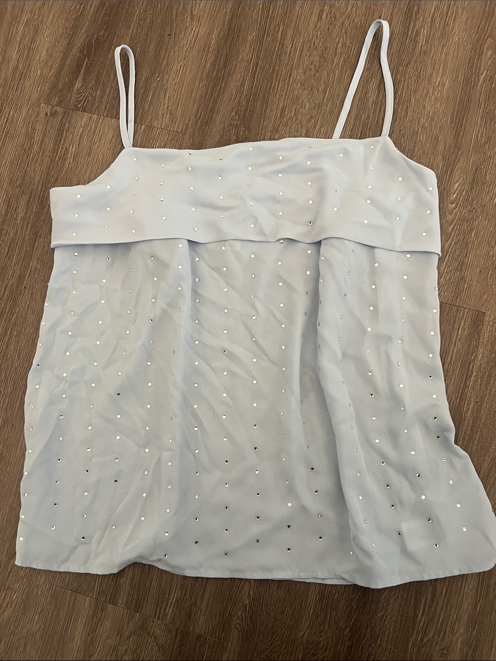 Worthington Light Blue Pearl-Stud Spaghetti Strap Cami
